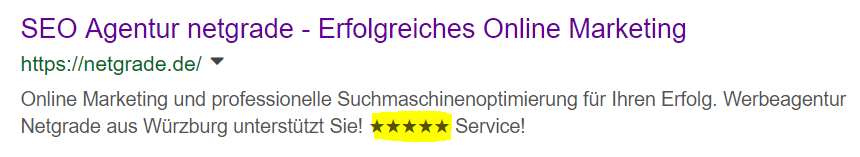 Negativ Beispiel zur Verwendung von Sonderzeichen in Meta-Decription