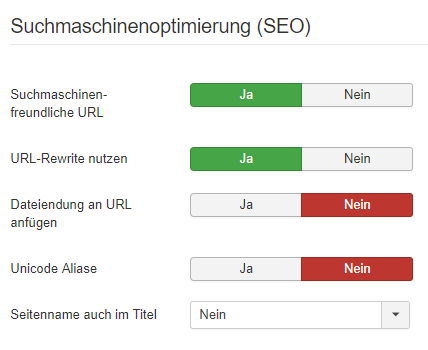 Joomla-SEO-Optionen