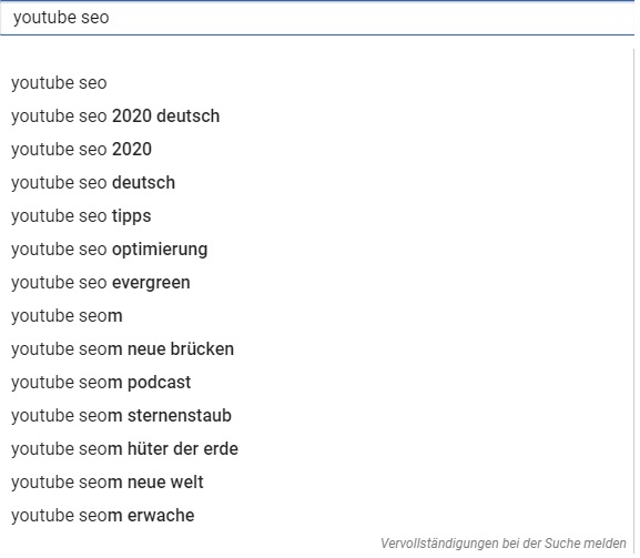 YouTube SEO Keywordrecherche ScreenshotScreenshot