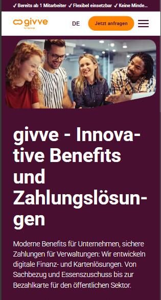 Mobile Startseite givve.com